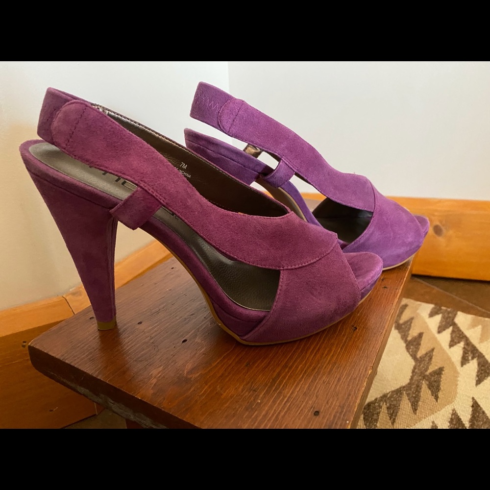 Moda Spana Suede Sling-backs Fuchsia 7 - Picture 2 of 13